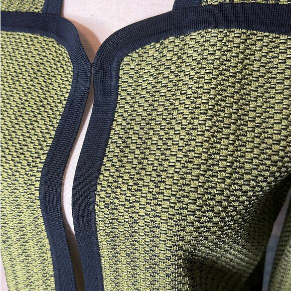Ming Wang Knit Textured Open Sweater Jacket in Green w/ Black Trim Size XS - Picture 2 of 8
